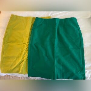 Jcrew No.2 Cotton Pencil Skirt Forest and Lime Green